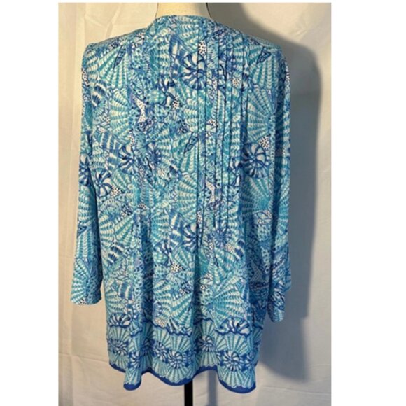 Lilly Pulitzer Size LARGE Marilina Tunic Top By the Seashore, Amalfi Blue - Picture 3 of 4